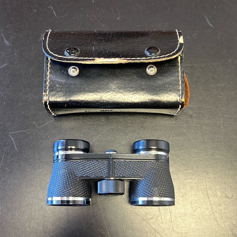 SEARS Model No. 6222 Miniature Binoculars with Leather Pouch. VINTAGE! 2.5x27mm.